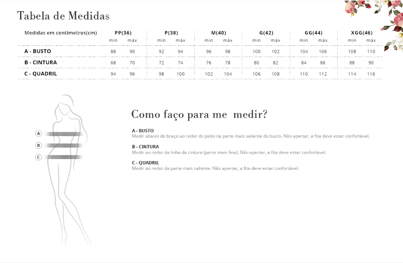 tabela de medidas